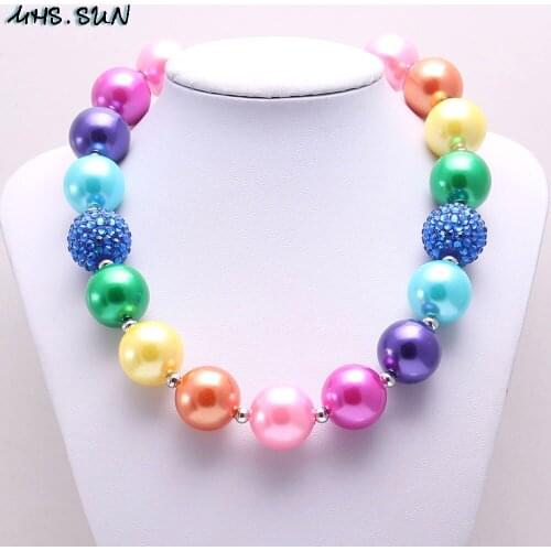 MHS.SUN 20mm Beads Lovely Children Colorful Beaded Chunky Necklace Fashion DIY Bubblegum Jewelry For Kids Birthday Gift 1PC