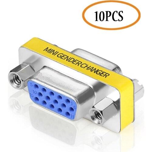 10pcs SVGA Connector DB HD New 15 VGA SVGA KVM Female to Female Gender Changer Adapter Coupler