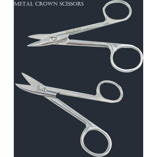 Stainless Steel Dental Surgical Scissors Straight and Curved 11cm Metal Crown Scissors Dental Lab Equipment Tools