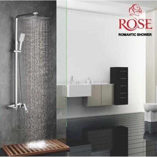 ROSE Shower system, shower set wall bath, brass faucet with shower watering can and top rain shower head R2036