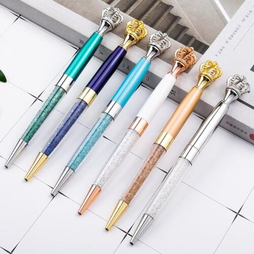12pcs/set Crown Ball-point Pen Metal Crown Pen Wholesale Crystal Diamond Pen Wedding Gift Party Gift Business Souvenir Girl