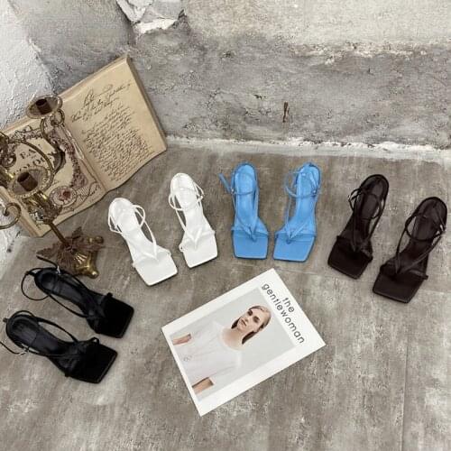 Gladiator Sandals High Heels Autumn Best Street Look Womens Square Head Open Toe Clip Lace-up Sandals Women Women Sandals