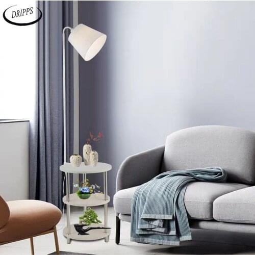 Nordic solid wood modern 220V360 degree rotating leisure small table floor lamp LED coffee table living room bedroom villa lamp
