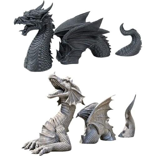 Resin Flying Dragon Statue Garden Decorative Handicraft Decoration Lifelike Dragon Gothic Garden Art Home Decoration Accessories