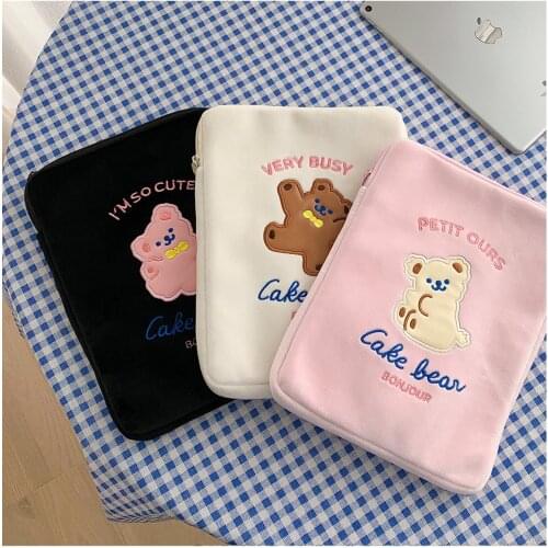 Cartoon Bear Handbag 10.5 11inch Mac ipad Case Holder Cute Korea Fashion School Organizer File Bags studnet gift