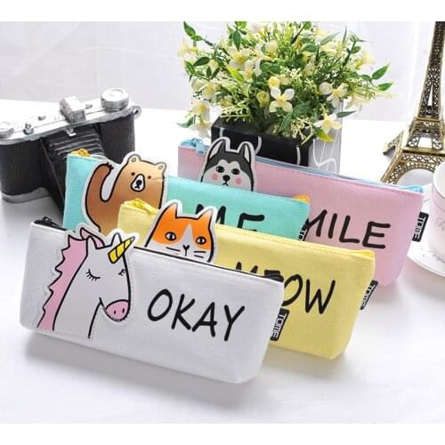 Unicorn Pencil Case Fabric School Supplies Bts Stationery Gift School Cute Pencil Box Pencilcase Pencil Bag School Supply Tool