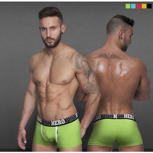 Pink Hero Brand Sexy Mens Underwear Low Waist Classic Cotton Underpants Mens Breathable Boxers Mens Shorts Boxer