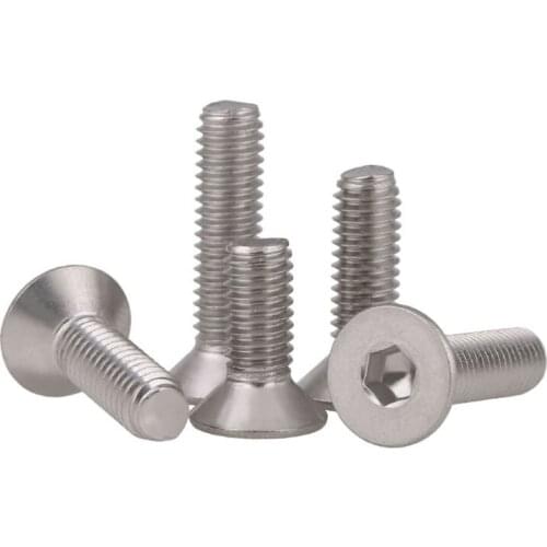 304 Stainless Steel Countersunk Head Hexagon Socket Long Bolt KM DIN7991 Hex Socket Flat Head Machine Screws M5M6M8M10M12 2PCS