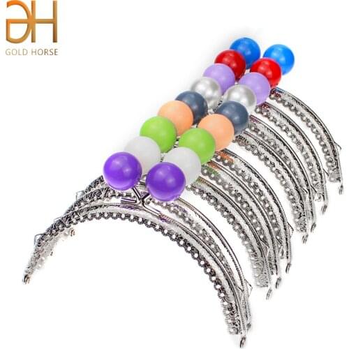12.5CM DIY Handmade Clasp For Bag Colorful Balls Kiss Clasp Lock Semicircle Embossing Lace Metal Frame For Bags Purse Accessorie