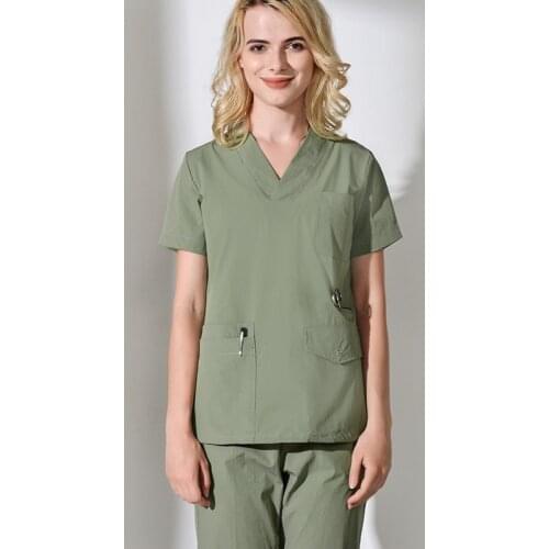 WomenS Fashion Scrub Set Scrub Top + Pants Scrubs Medical Uniforms Women Beauty Salon Spa Nursing Beautician Uniforms AS219