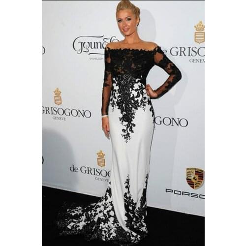 Elegant Sheer Lace Long Sleeve Mermaid Formal Evening gown 2018 Vestido De Festa Applique Women Prom mother of the bride dresses