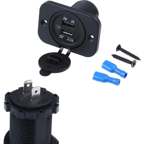 1pcs New 12V 5V Outlet 2.1A Dual 2 USB Port Charger Cigarette Lighter Socket Splitter For Car Auto Motorcycle Truck Boat