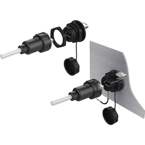 1PC USB Female Socket Plug Panel Mount Adapter Waterproof Connector IPL7 With Cap wholesale