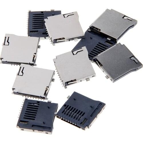 10Pcs/Set Push-Push Type TF Micro SD Card Socket Adapter Automatic PCB Connector