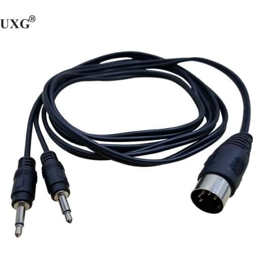 5Pin MIDI Din 5 pin Male to 2 x 3.5mm Mono Audio Adapter din 5pin to double Jack 3.5mm Cable Cord Black 0.5m 1.5m