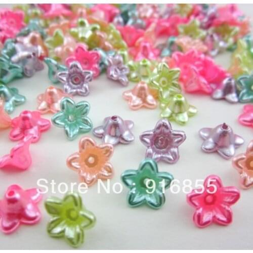 Free shipping 1000pcs/lot 10mm mixed color flower shape imitation pearl,fashion beads with hole
