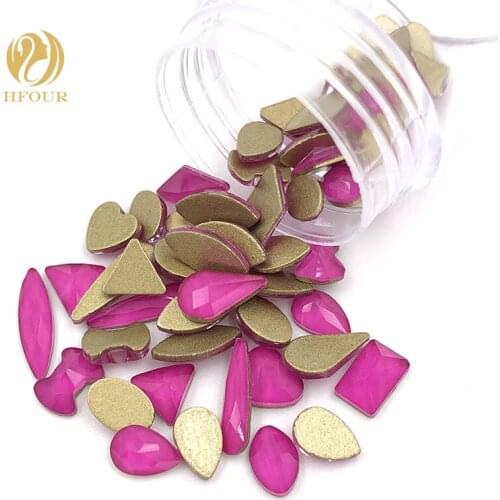Free shipping Purple red mocha Mixed shape flatback glass crystal non hotfix nail art rhinestones for nail decorations