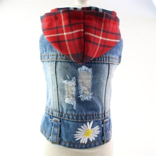 Dog Denim Jacket Puppy Dog Clothes Pet Outfits Dog Denim vest Jeans Costume Chihuahua Poodle Bichon Pet vest