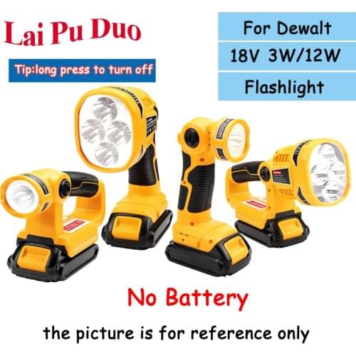3W/12W 18V LED Lamp Flashlight For Dewalt DCB140 DCB200(NO Battery,NO Charger)Lithium Battery USB Outdoor Tools Work Light