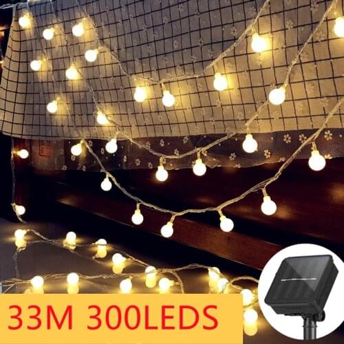 300Leds Solar Garland LED Ball String Light Outdoor Bulb Fairy String Christmas Decorative for Home Wedding Party New Year Decor