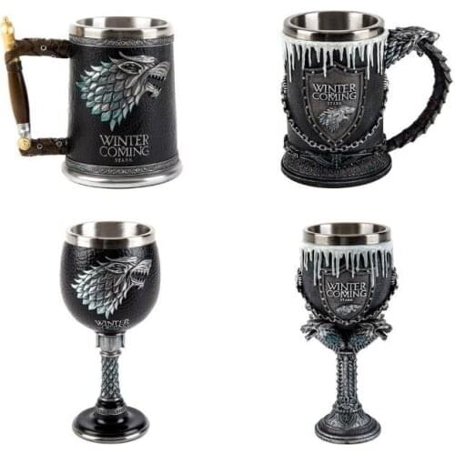 Coffee Cup Thrones Goblet Beer Cup Red Wine Glass Double Wall Non-rust Steel Knight Cup Decoration Cup Friend Gifts