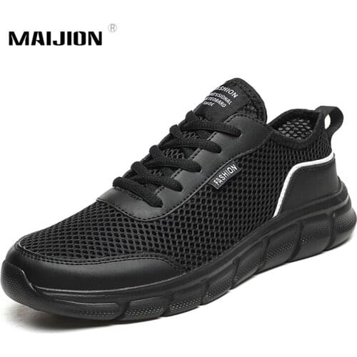 Casual Men Sport Shoes Breathable Running Sneakers Mesh Man Walking Lightweight Jogging Training Shoes Non-Slip Soft Sole Black