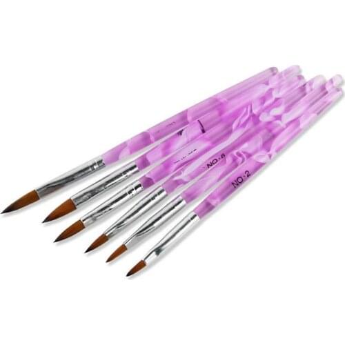 6pcs/set Acrylic Nail Brush #2/#4/#6/8#/10#/#126pcs Set Professional Acrylic Nail Art Brush Pen,RTTR