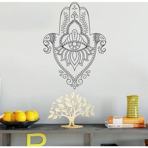 Hamsa Hand Wall Stickers Bedroom Livingroom Decoratio Yoga Fatima Vinyl Decals Removable Home Decor Bohemian Style Art Mural
