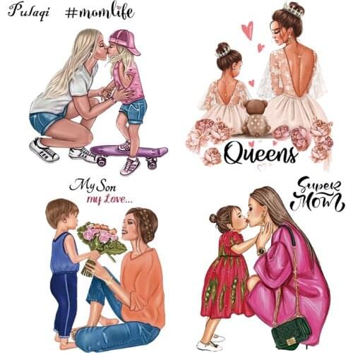 Patches For Clothes Mom DIY For Parent-Child Thermo Stickers T-Shirt Washable Heat Transfer Mom Baby Parches Iron On Transfer