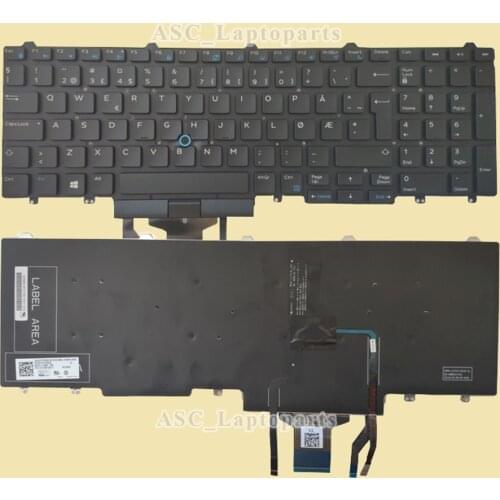 New DK Norwegian Swedish Nordic Finnish Svenska Keyboard for DELL Precision M3510 M7510 M7710 3510 7510 7710 BACKLIT Pointer