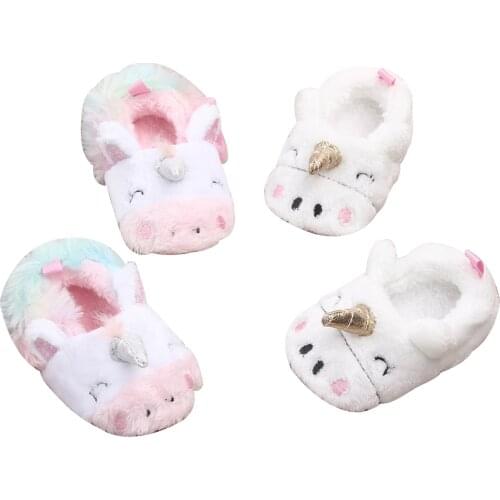 Cute Cartoon Animal Toddler Baby Shoes Slippers Winter Warm Fur Toddler Infant Soft Soled Non-slip Footwear Crib Shoes