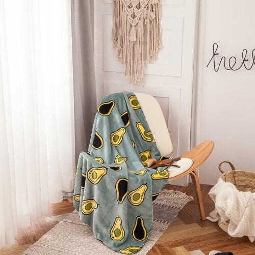 Avocado blankets fashion twin boys girls blankets Throw Flannel blanket on Bed/car/sofa cartoon kids rugs fruits double blankets