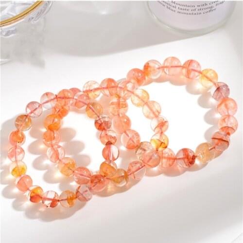 Genuine Natural Red Limonite Phantom Bracelet Gemstone Rare Stretch Round Beads 9mm 10mm 11mm 12mm For Women Men Jewelry AAAAA