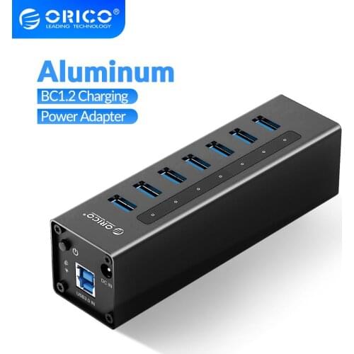 ORICO A3H Series Aluminum USB 3.0 HUB with 12V Power Adapter Support BC 1.2 Charging Splitter for MacBook Laptop PC Accessories