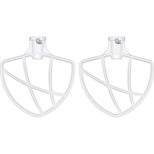 2PCS Coated Flat Beater for Kitchen Aid 6 Quart Bowl - Efficient Metal Mixing Attachments for Kitchenaid,White