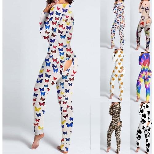 16 Colors Womens Pajamas Button-Down Front Functional Buttoned Flap Adults Jumpsuit Sexy Femme Pijama Nachtkleding Vrouwen