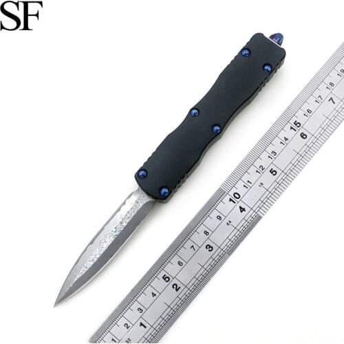 SF Micro D2 Steel Damascus Otf Pocket Knife Aviation Aluminum T6160 Outdoor EDC Couteau Tactical Hunting Navajas Holiday Gifts
