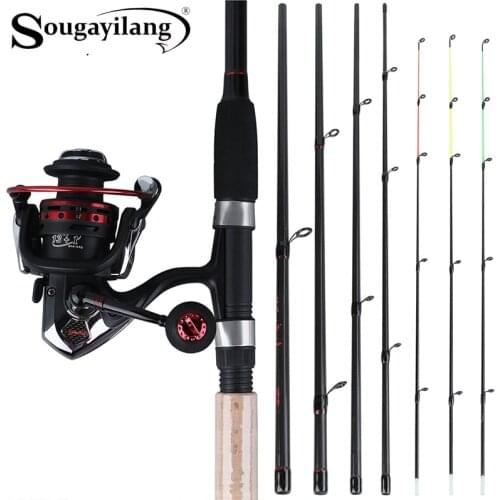 Sougayilang 3m Portable Rod 6 Section M H L Power Carbon Fiber Spinning Fishing Rod with 13 +1BB Spinning Reel Combo Pesca