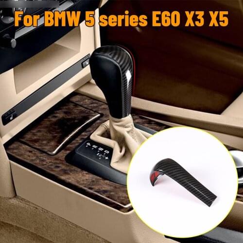 Car Styling Carbon fiber Gear Shift Handle Sleeve Sticker Cover Trim For BMW 5 series E60 X3 E83 6 series E63 X5 E53 Accessories