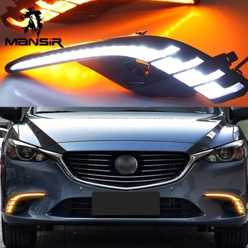 LED lights Daytime Running Lights Fog lights Car DRL For Mazda 6 2017 2018 2019 headlights Auto Sequential turn signal drl dho