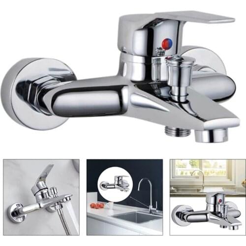 Triple Bathtub Hot and Cold Mixing Water Faucet Sink Spray Shower Head Deck Taps