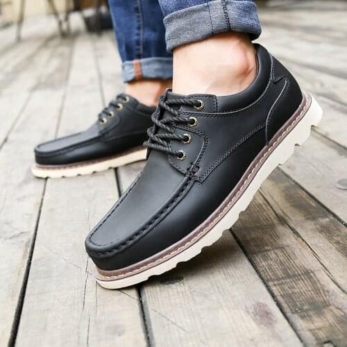 Men fashion shoes genuine leather casual shoes soft Non-slip waterproof casual shoes outdoor Wear-resistant shoes men Footwear