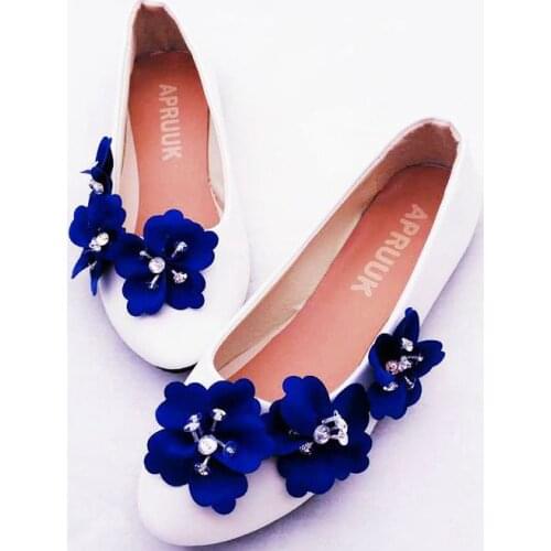 Royal blue flower flats shoes woman fashion design beautiful ladies girls party blue flowers wedding flats shoes brides bridal