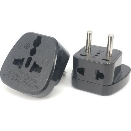 2 in 1 Universal Grounding Swiss Italy india AU US UK to EU Travel plug adapter Germany Schuko convert plug With safty door 16A