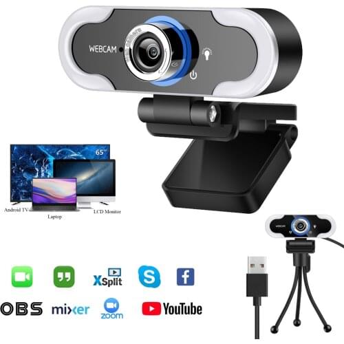 Webcam FUll HD 1080P web camera with microphone Web Cam webcam for PC computer USB Camera webcamera autofocus with light stand
