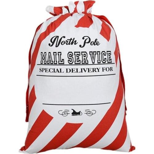 20pcs/lot free shipping Striped Envelop 2 styles red drawstring canvas santa sack vintage Christmas gift bags santa bag