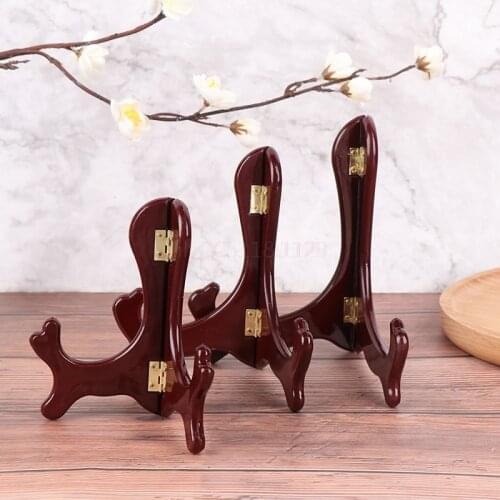 1pcs Wooden Tea Cake Holder Photo Card Tray Holder Folding Tripod Display Stand Home Decorations