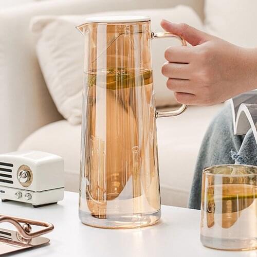 1Pcs New 1.3L/1.8L Cold Glass Water Bottle Jar Kettle Transparent Large Capacity Heat Resistant Coffee Pot with Handle PartyGift