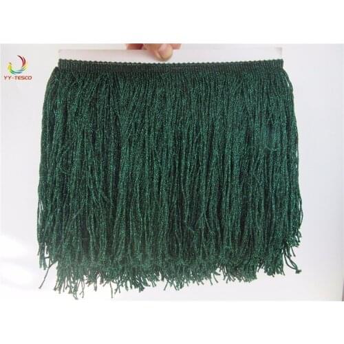 10 Yards 20 CM Long Polyester Fringed Edge Trim African green tassel Trimming Lace Ribbon Diy Latin Dance Clothes Accessories