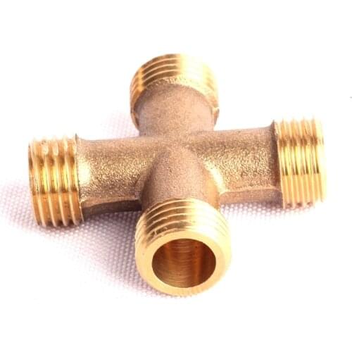 14pcs Diameter 14mm Copper Cross Connector Garden Brass Cross Adapter Outer Wire Cross Hose Splitter